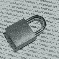 Illustrasjon avhengelås over bakgrunn av nullere og enere